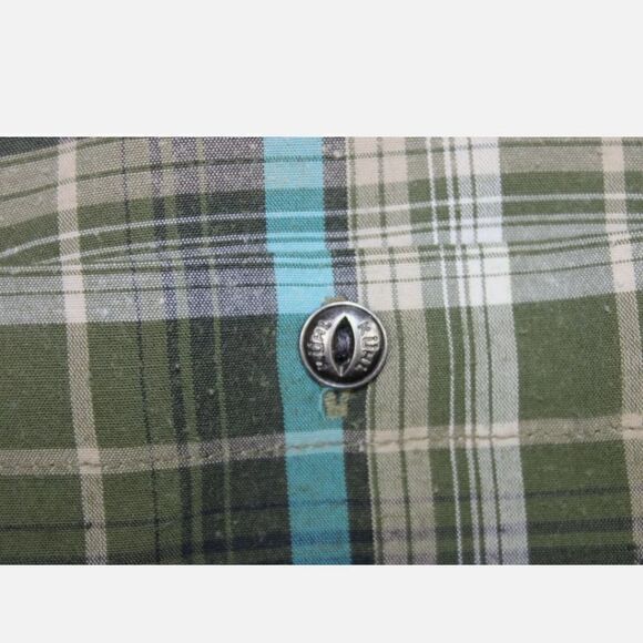 Kuhl Shirt Men’s Medium Check Short Sleeve Green Blue Lightweight Plaid Hiking - Picture 6 of 9